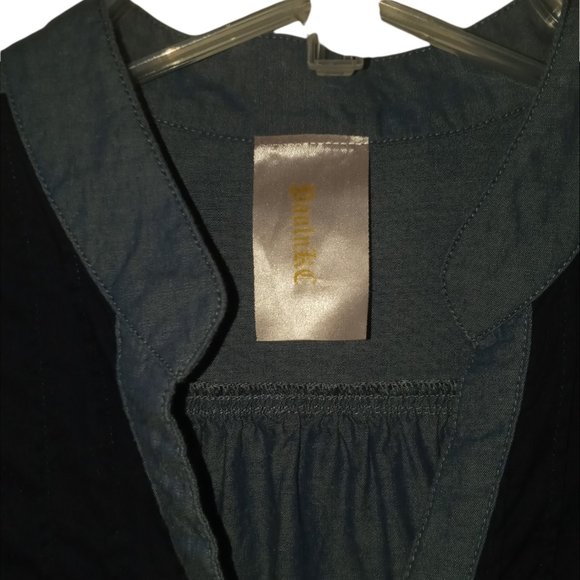 Chambray top shirt blouse Size Small Ties Roll Sleeves Buttons PaulnKC - Picture 7 of 7